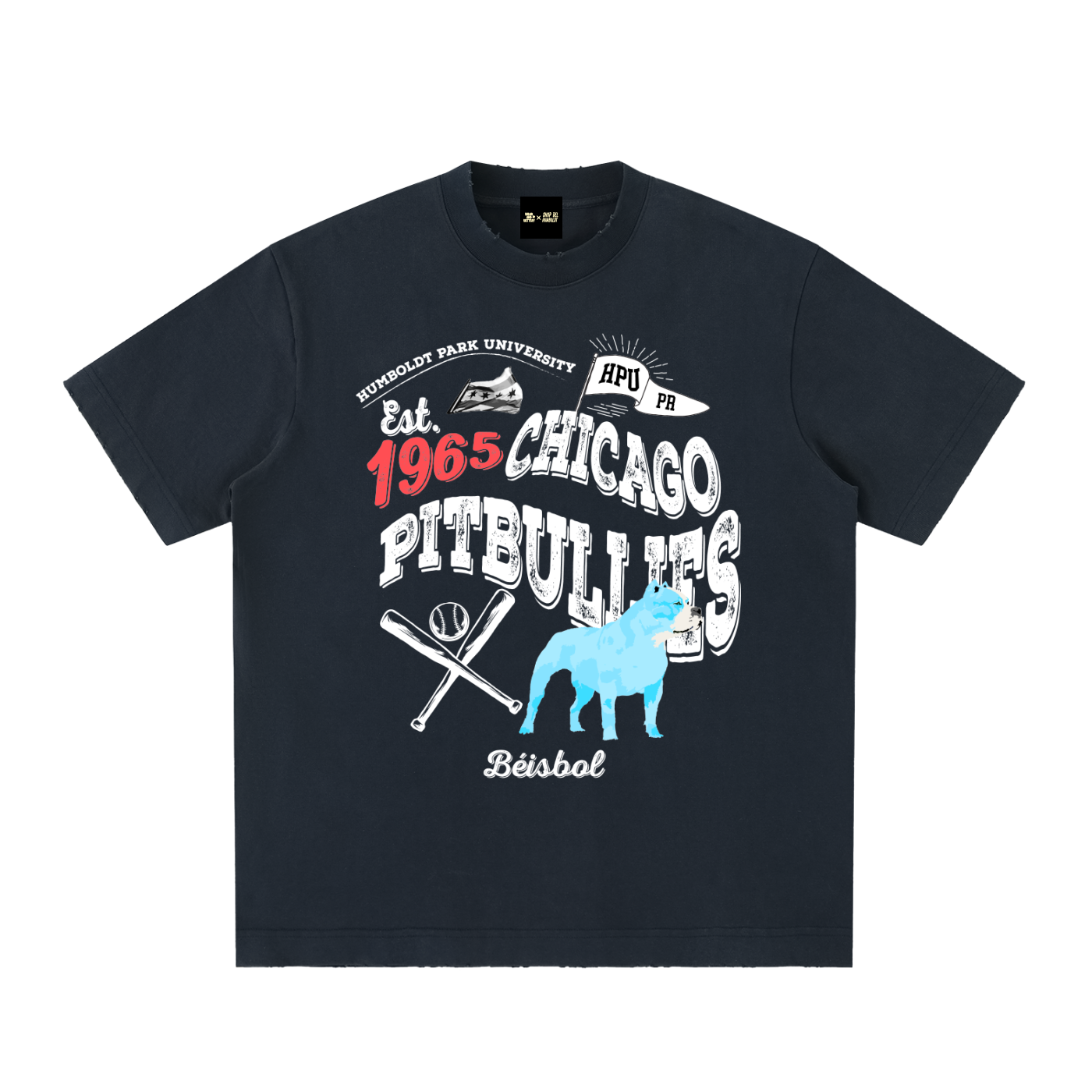HPU "DE LA PULGA" PITBULLIES BEISBOL VINTAGE SPORTS TEE