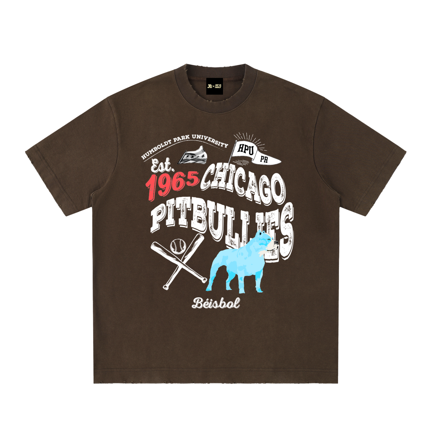 HPU "DE LA PULGA" PITBULLIES BEISBOL VINTAGE SPORTS TEE