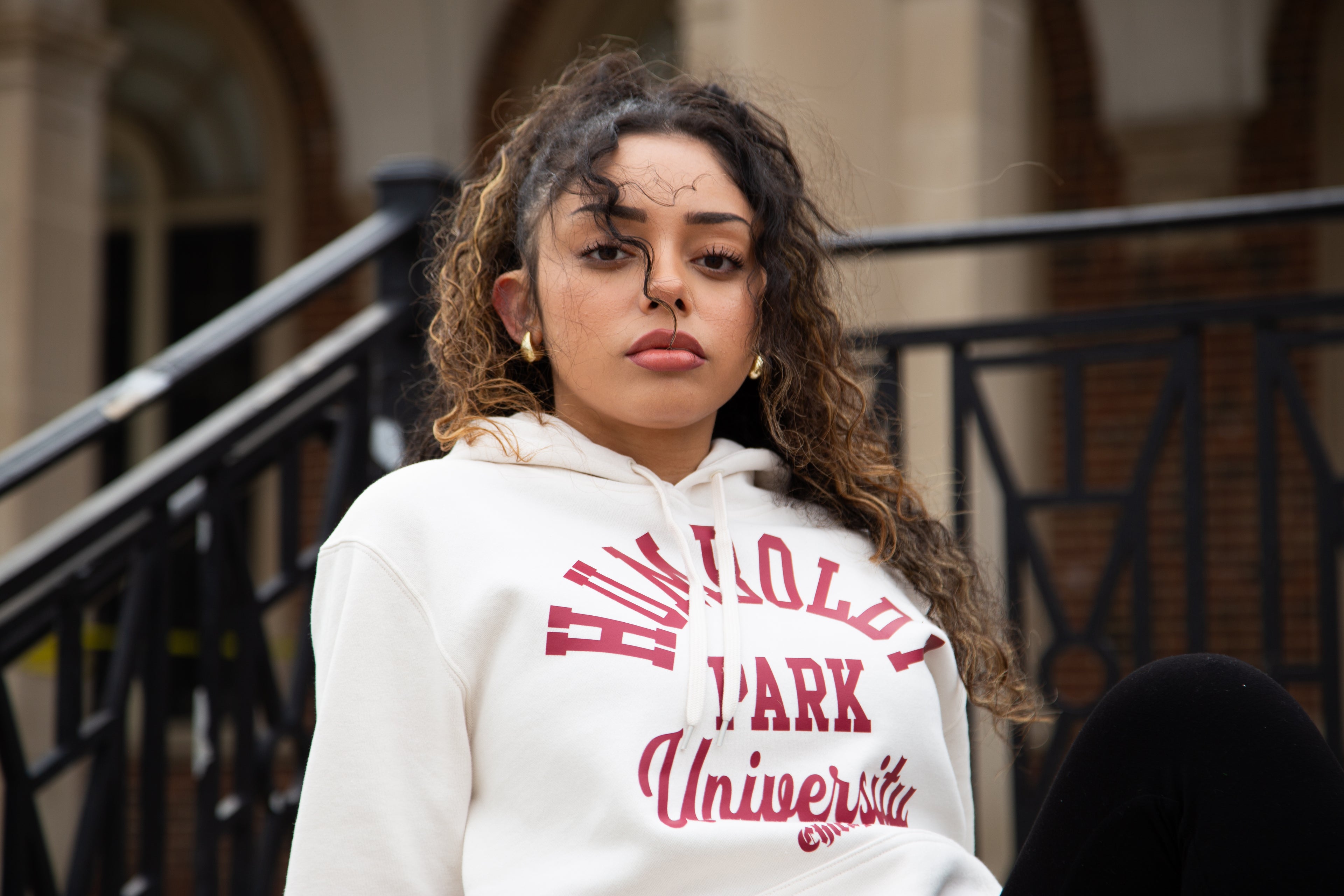 HUMBOLDT PARK UNIVERSITY CREMA "GUAYABA" RED KANGAROO POCKET HOODIE