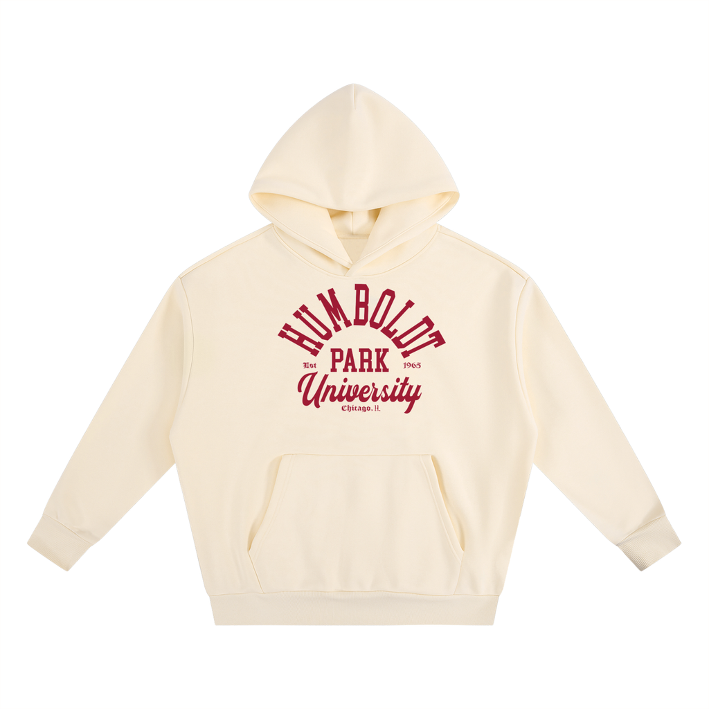 HUMBOLDT PARK UNIVERSITY CREMA "GUAYABA" RED KANGAROO POCKET HOODIE